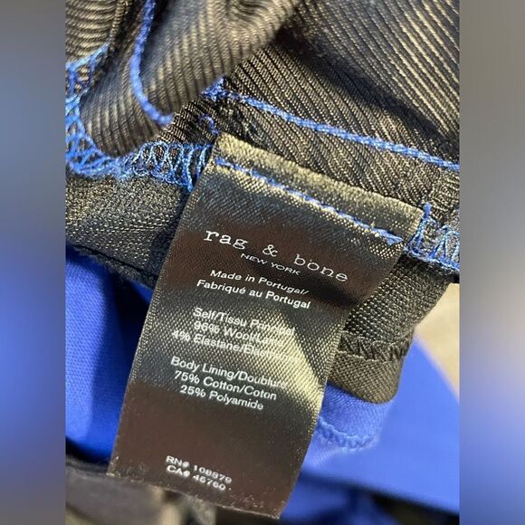 Rag & Bone Wool Blend Trousers Pants Blue/Black 10 - Picture 8 of 9